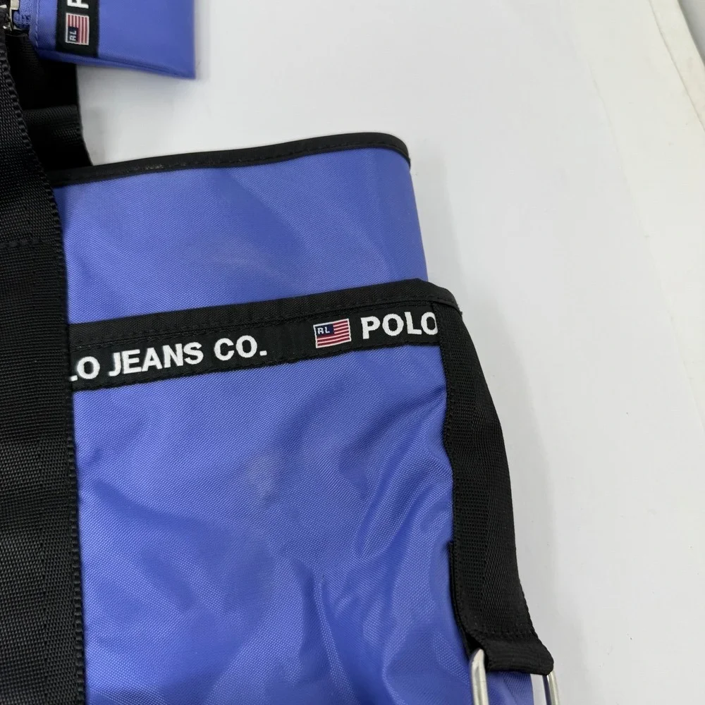 Polo Jeans Co Ralph Lauren Tote Bag Blue‎ Logo Webbing Large With Mini Pouch